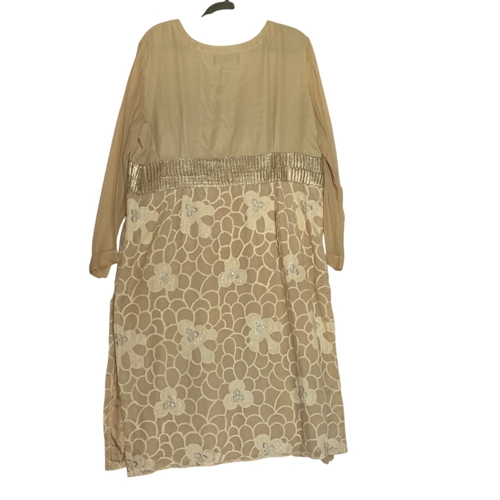 Nazila Couture sz Med Sheer Sleeve Silk Kurta Embroidery & Sheer Overlay NWOT - Picture 2 of 13